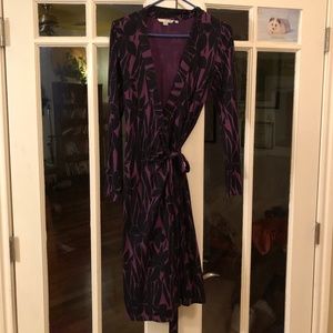 Boden 3/4 sleeve jersey wrap dress
